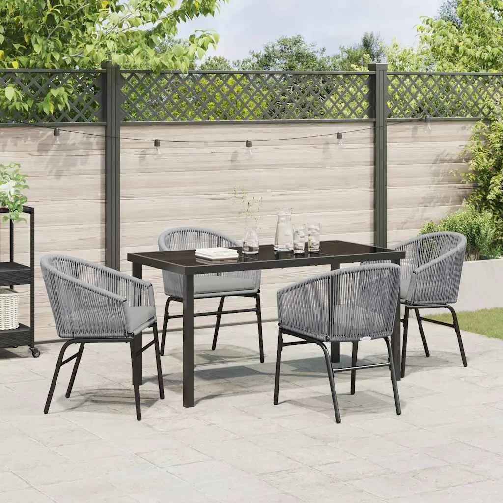 Outdoor Garden Dining Set 5 Piece Anthracite Steel Frame Glass Top Patio