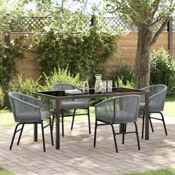 5-Piece Garden Dining Set - Anthracite Steel & Glass