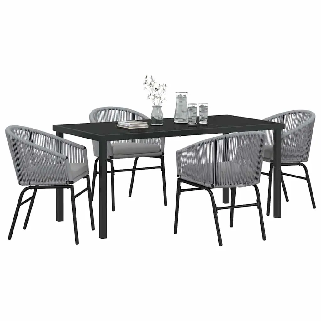 Outdoor Dining Set Garden Furniture 5 Piece Anthracite Steel Frame Glass Top