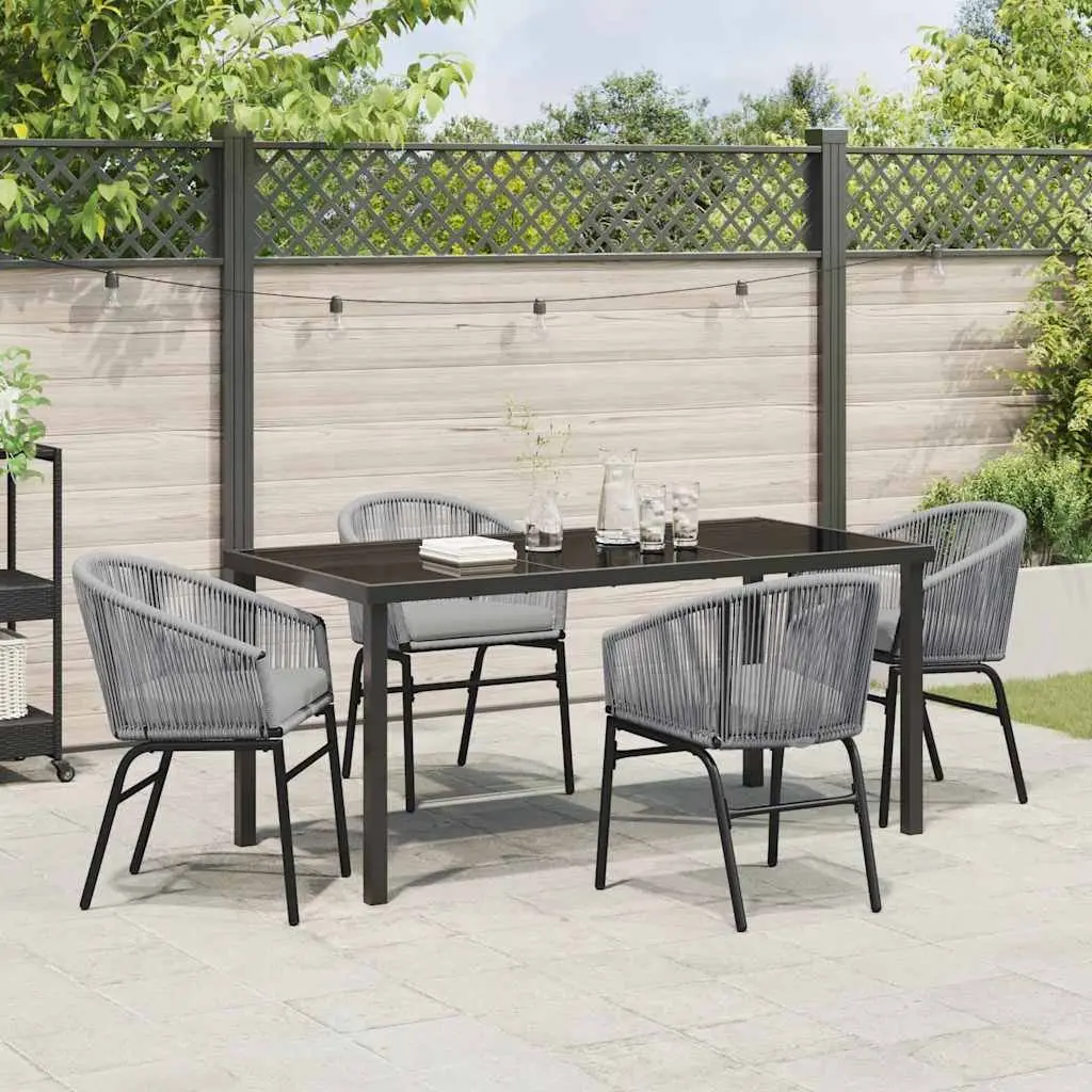 Outdoor Dining Set Garden Furniture 5 Piece Anthracite Steel Frame Glass Top