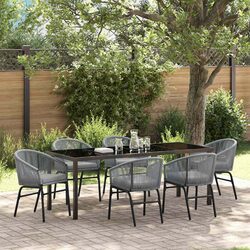 Outdoor Dining Set: 7 Pieces, Steel Frame, Anthracite Color