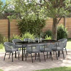 9-Piece Outdoor Dining Set: Dimensions and Materials