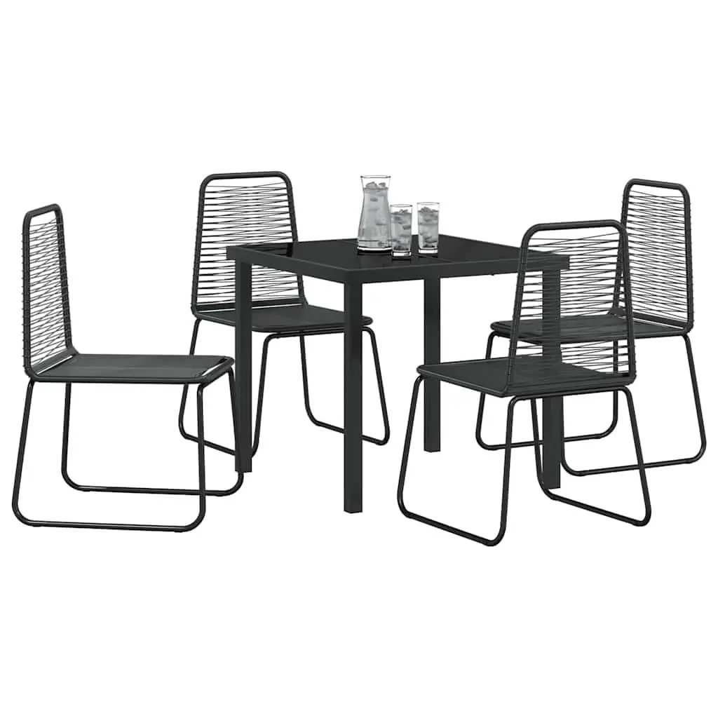 5-Piece Black Outdoor Dining Set with Rectangular Table