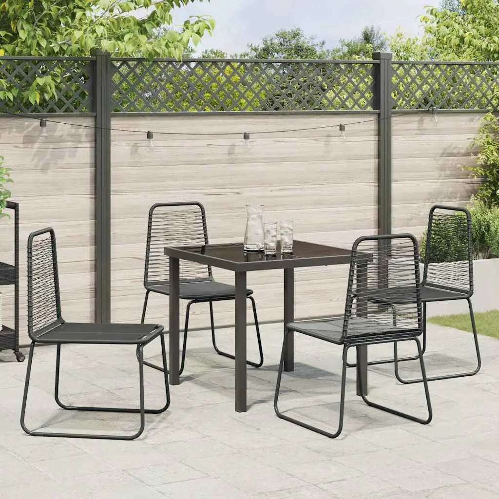 5-Piece Black Outdoor Dining Set with Rectangular Table