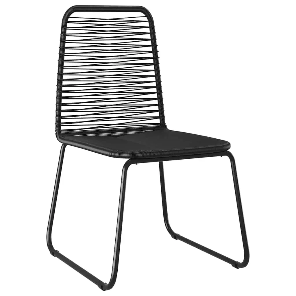 Garden Dining Set Outdoor Use 5 Piece Black Steel Rectangular Table Chairs