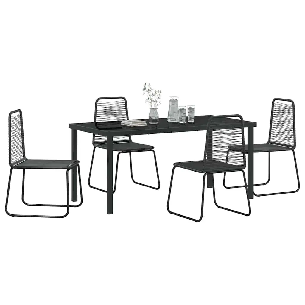 Garden Dining Set 5 Piece Outdoor Furniture Rectangular Table and Chairs Black