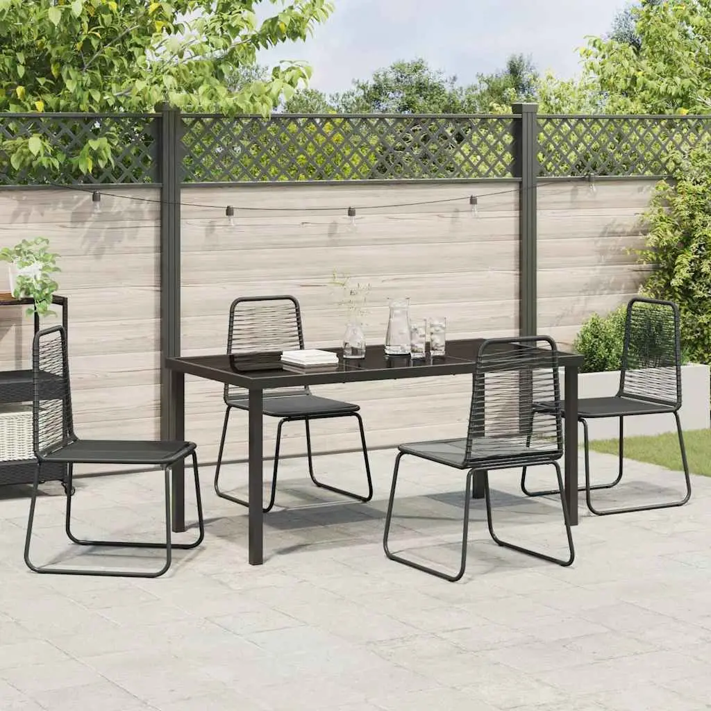 Garden Dining Set 5 Piece Outdoor Furniture Rectangular Table and Chairs Black