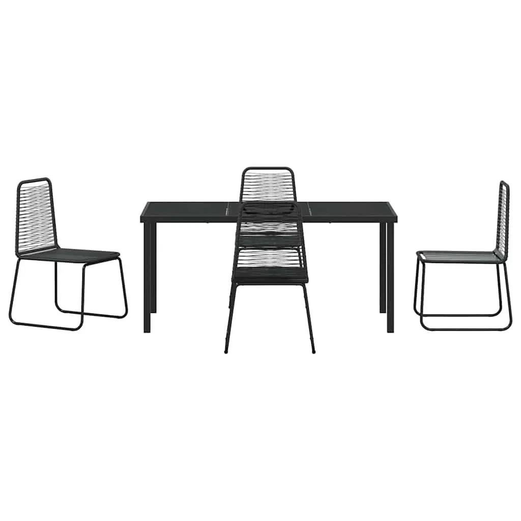 Garden Dining Set 5 Piece Outdoor Furniture Rectangular Table and Chairs Black