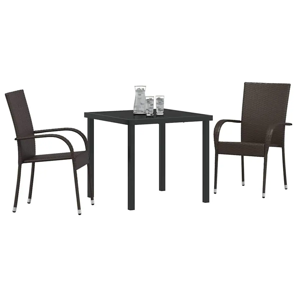 Garden Dining Set 3 Pieces Brown