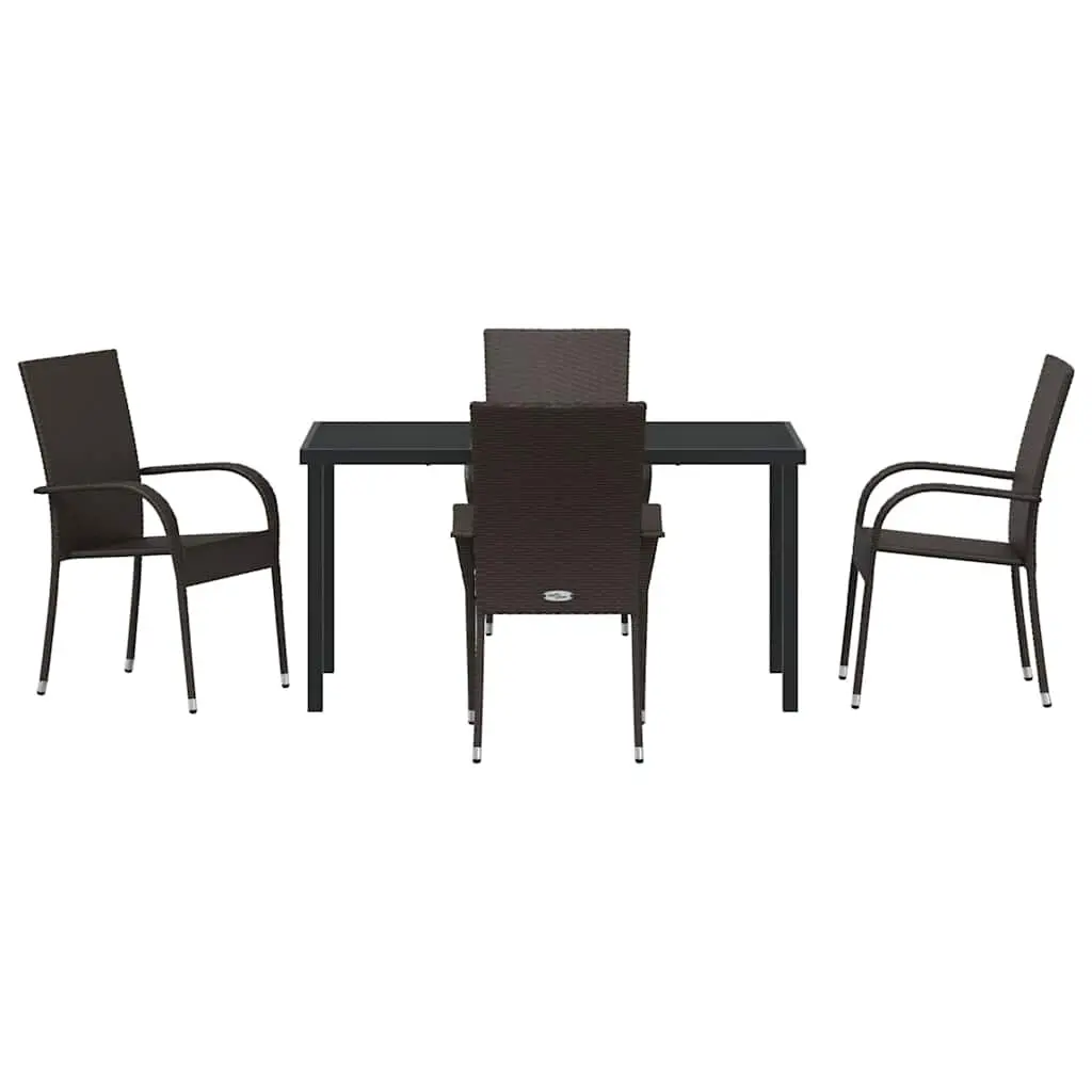 Garden Dining Set Outdoor Furniture 5 Pieces Patio Table Chairs Brown Steel