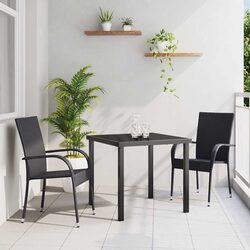 3-Piece Garden Dining Set: Steel and Rattan Construction