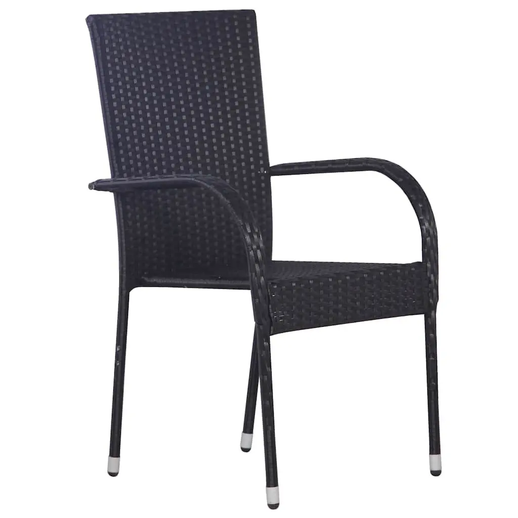Garden Dining Set Outdoor Patio 3 Pieces Black Powder-Coated Steel Frame