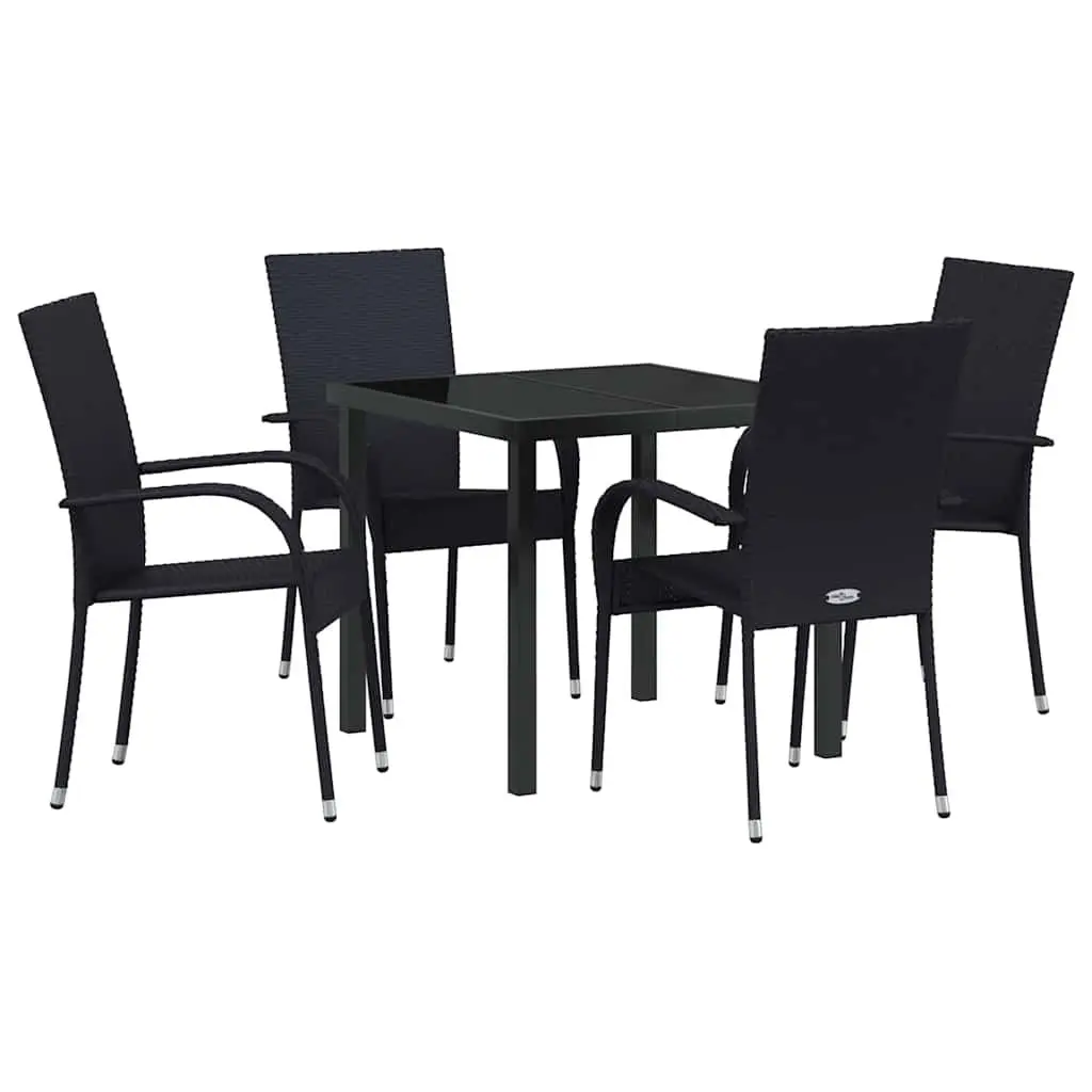 Garden Dining Set 5 Piece Outdoor Furniture Black Steel Frame Patio Table Chairs