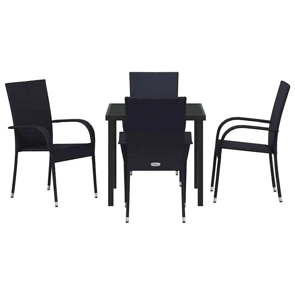 Garden Dining Set 5 Piece Outdoor Furniture Black Steel Frame Patio Table Chairs