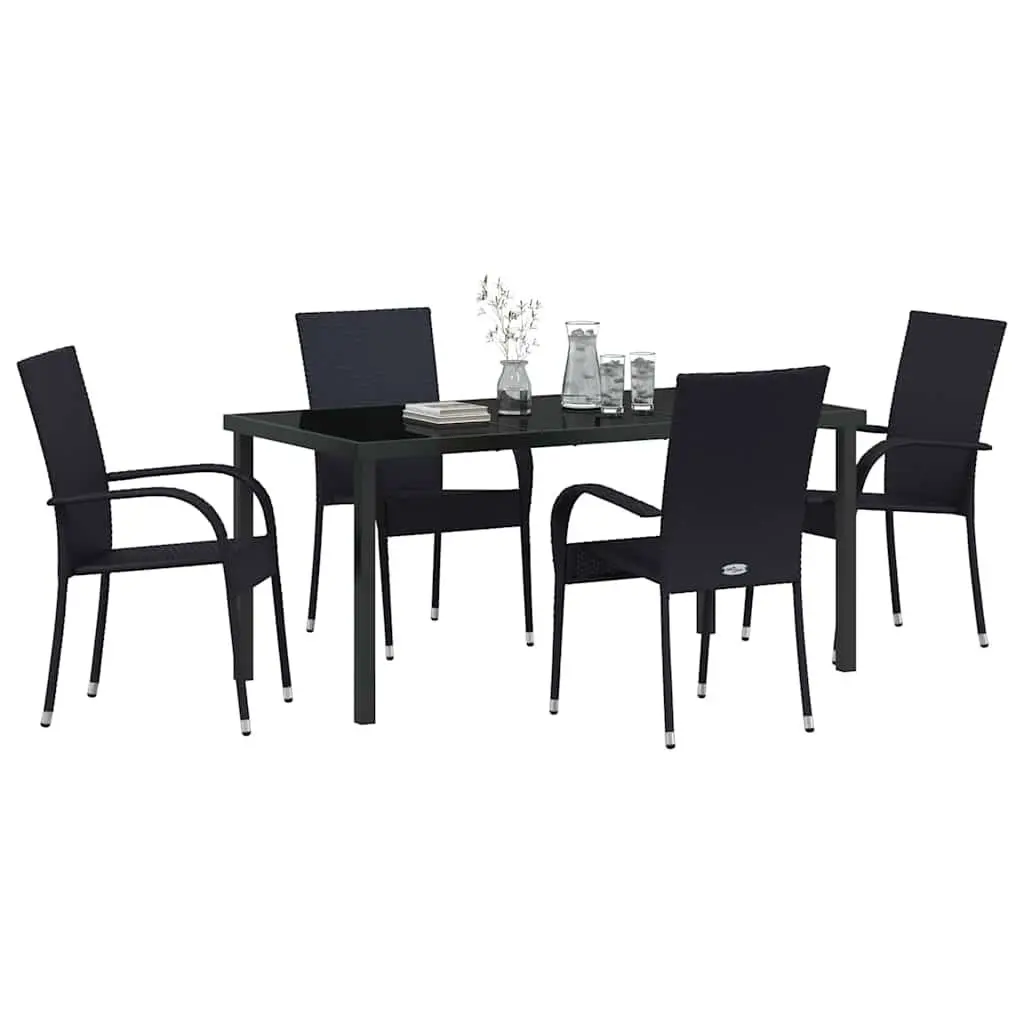 5-Piece Rectangular Garden Dining Set in Black Steel