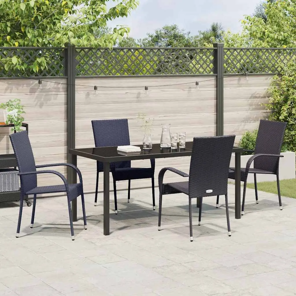 5-Piece Rectangular Garden Dining Set in Black Steel