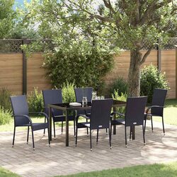 Specifications of 7-Piece Black Steel Frame Garden Dining Set
