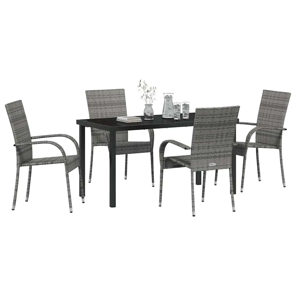 Garden Dining Set Outdoor Use 5 Piece Grey Steel Frame