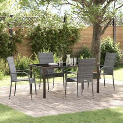 Garden Dining Set 5 Piece Grey Powder-Coated Steel Outdoor Patio Furniture