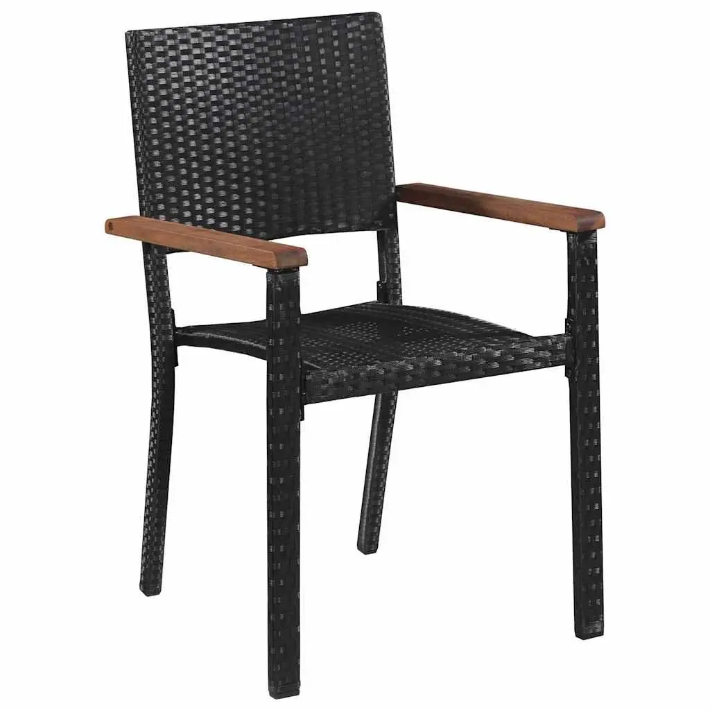 Garden Dining Set Outdoor Furniture 5 Piece Black Steel Rattan Table Chairs