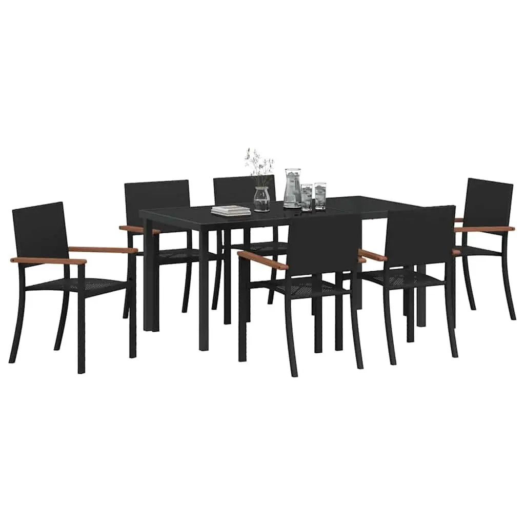 7 Piece Outdoor Dining Set in Black