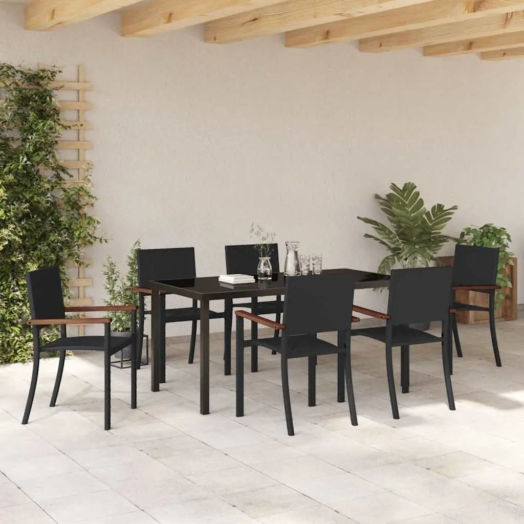 7 Piece Outdoor Dining Set in Black