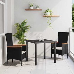 3-Piece Outdoor Dining Set: Steel Frame & Glass Table