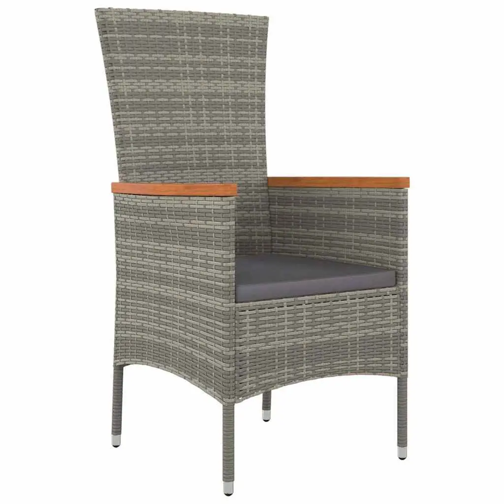 Garden Dining Set Outdoor Lounge Furniture 3 Piece Grey Steel Frame Glass