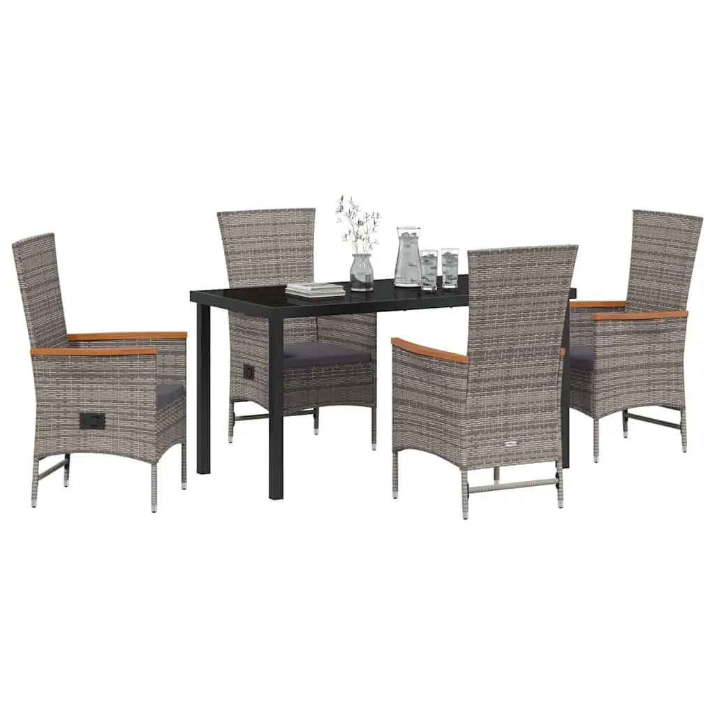 5-Piece Outdoor Dining Set with Acacia Wood Armrests