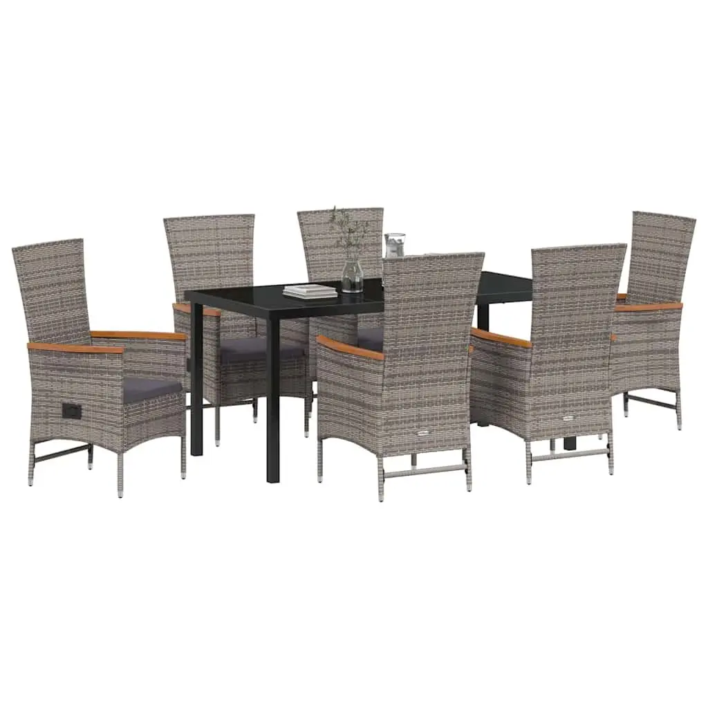 7 Piece Garden Dining Set with Glass Table