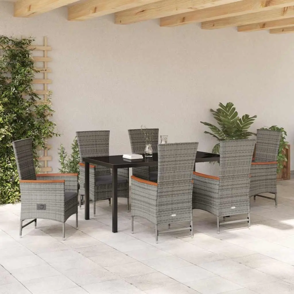 7 Piece Garden Dining Set with Glass Table