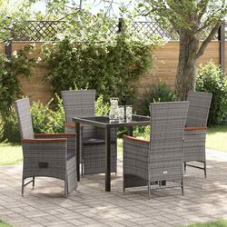 5-Piece Garden Dining Set Specifications: Grey Rattan & More