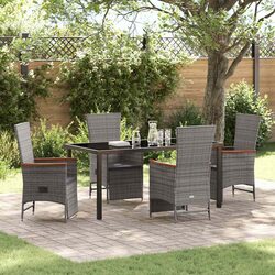 5 Piece Garden Dining Set: Grey Poly Rattan Specs