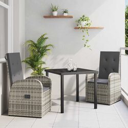 Garden Dining Set: 3 Piece Grey Patio Table & Chairs