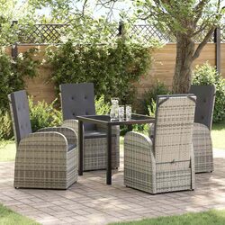 Garden Dining Set 5 Piece Outdoor Furniture Grey Poly Rattan Patio Chairs Table
