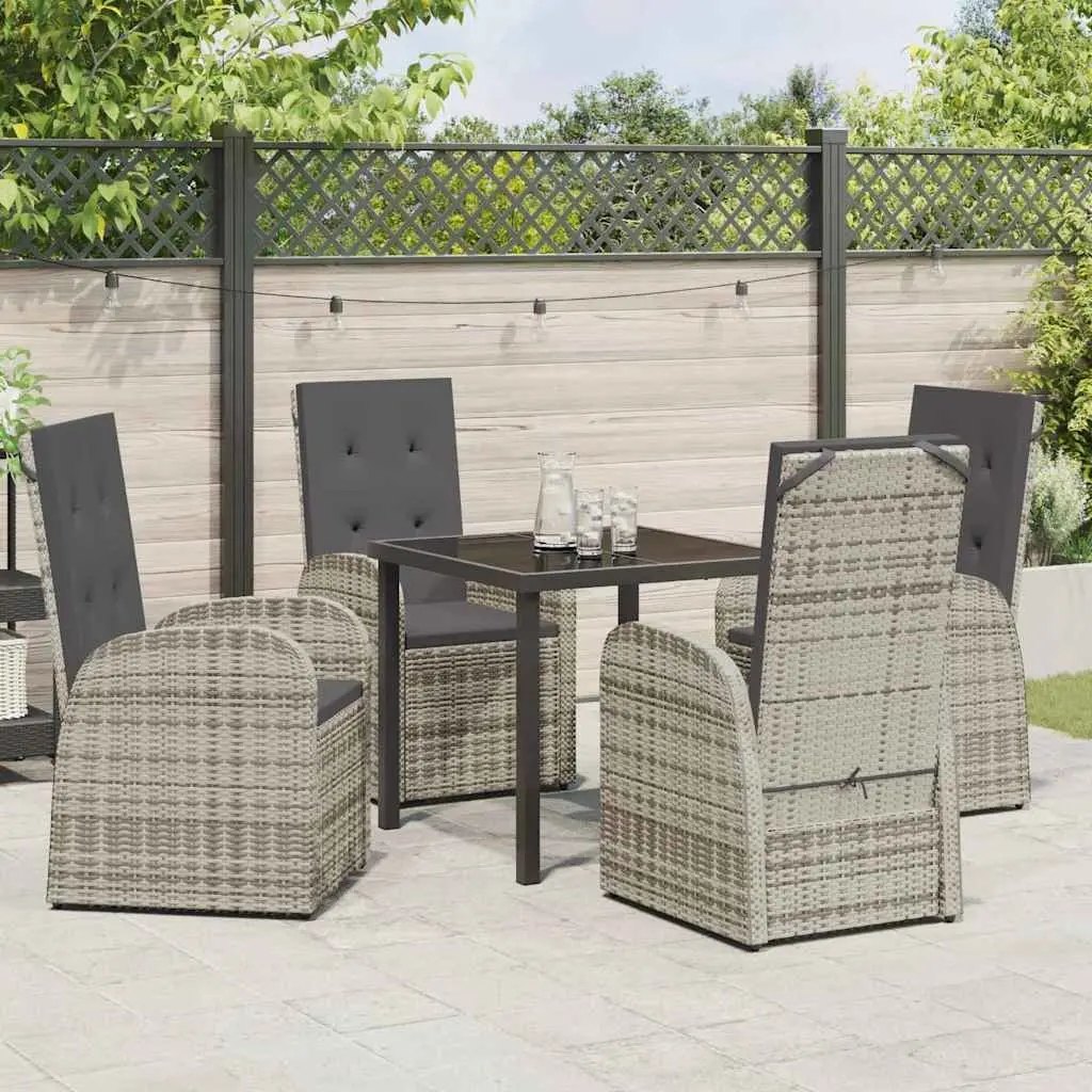 Garden Dining Set 5 Piece Outdoor Furniture Grey Poly Rattan Patio Chairs Table