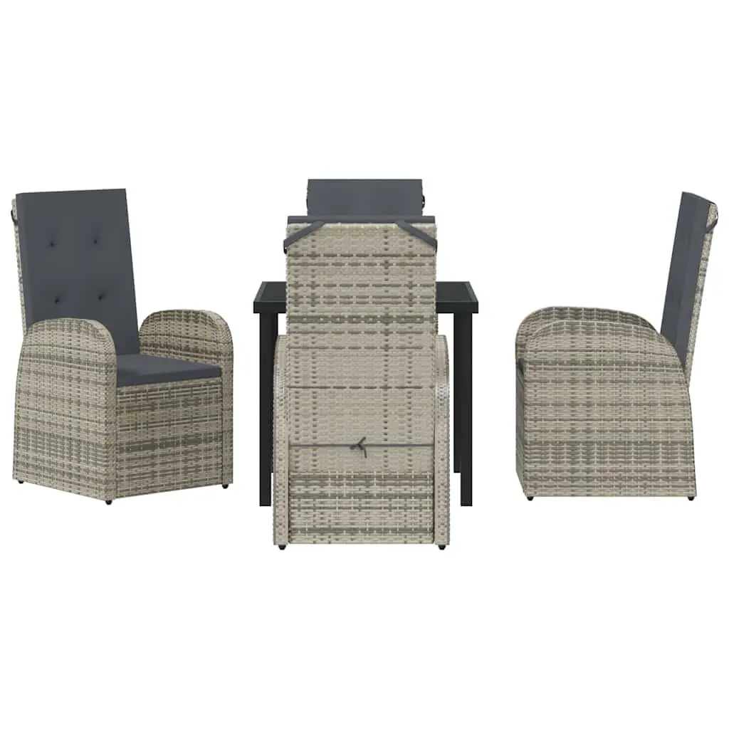 Garden Dining Set 5 Piece Outdoor Furniture Grey Poly Rattan Patio Chairs Table