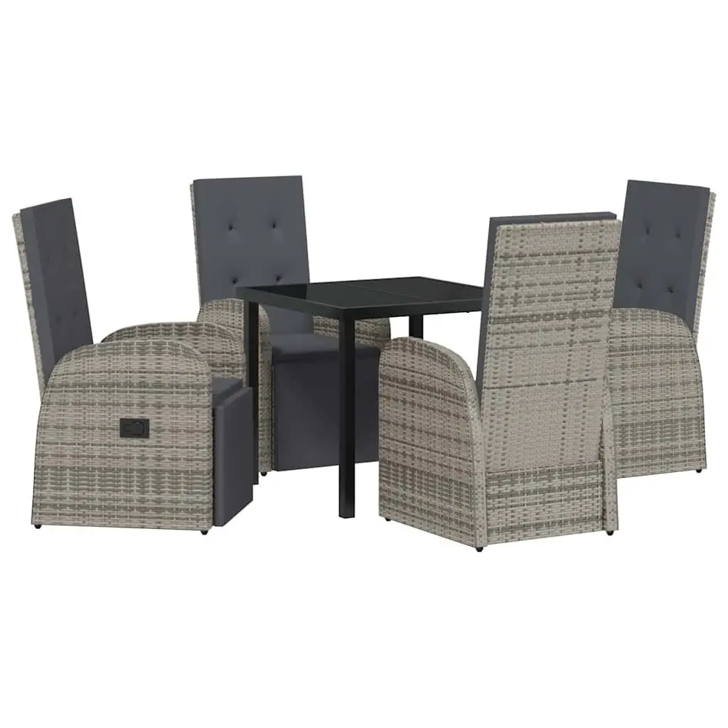 Garden Dining Set Grey 5 Piece Outdoor Furniture with Cushions