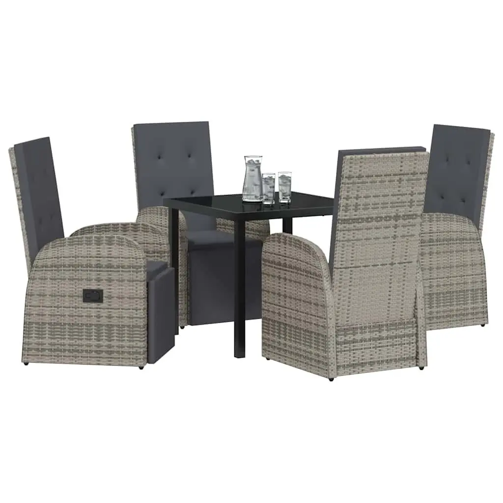 Garden Dining Set Grey 5 Piece Outdoor Furniture with Cushions