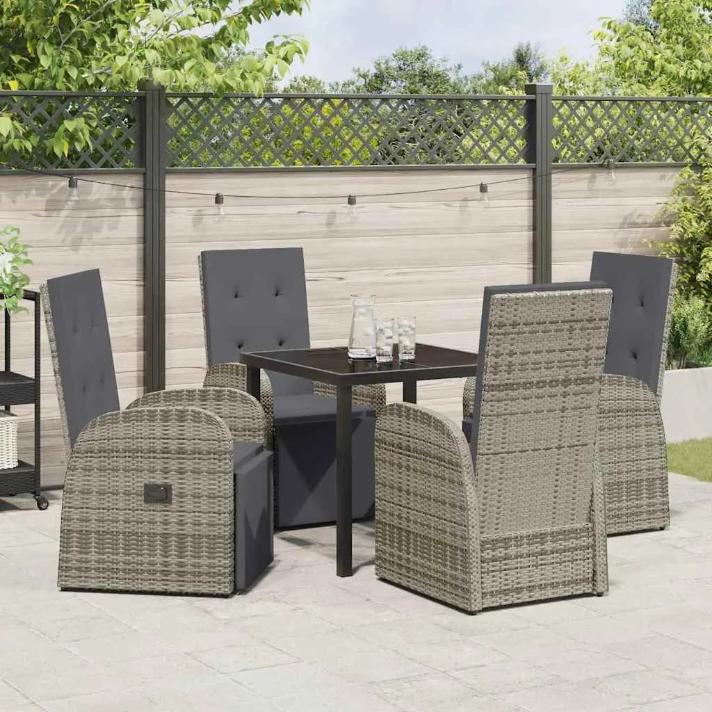 Garden Dining Set Grey 5 Piece Outdoor Furniture with Cushions