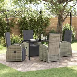 5-Piece Outdoor Dining Set - Grey Poly Rattan