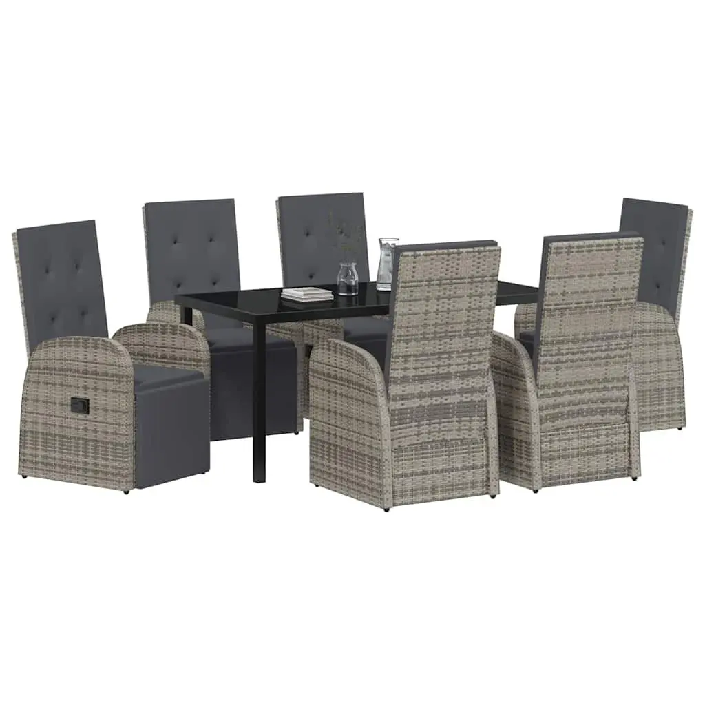 Garden Dining Set 7 Piece Grey Poly Rattan Outdoor Furniture Patio Table Chairs