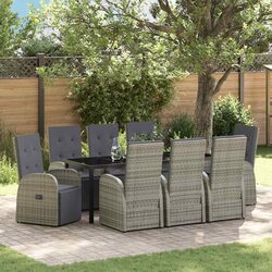 Garden Dining Set: 9 Pieces, Grey, Durable Materials