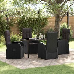 5-Piece Black Poly Rattan Outdoor Dining Set Specifications