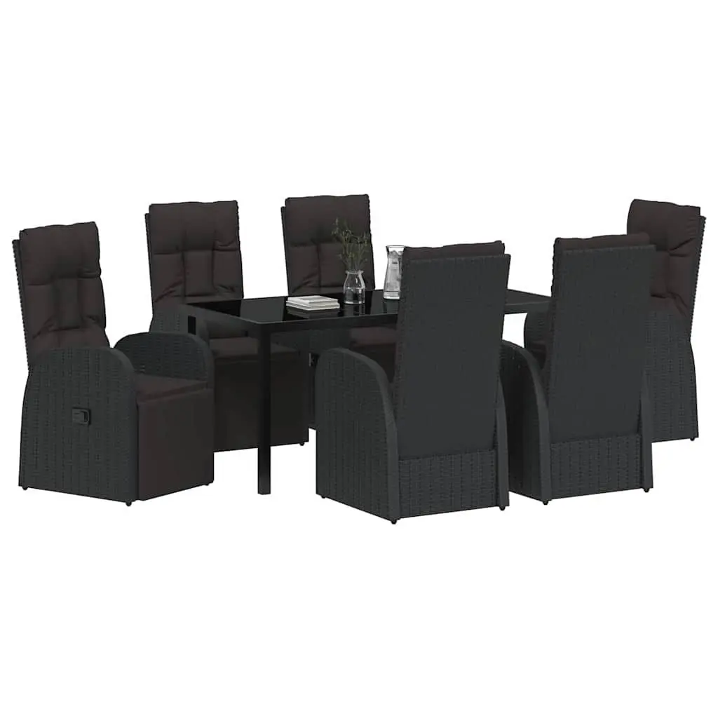 Outdoor Dining Set Garden Furniture 7 Piece Black Poly Rattan Table Chairs