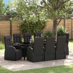 Garden Dining Set Specifications: 9 Pieces in Black