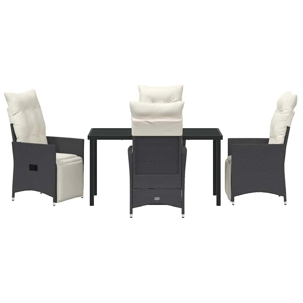 Outdoor Dining Set Garden Furniture 5 Piece Black Poly Rattan with Cushions