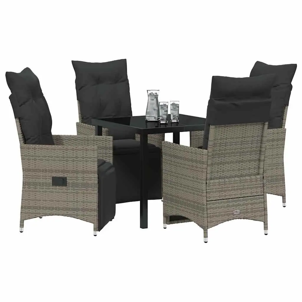 5-Piece Grey Poly Rattan Dining Set