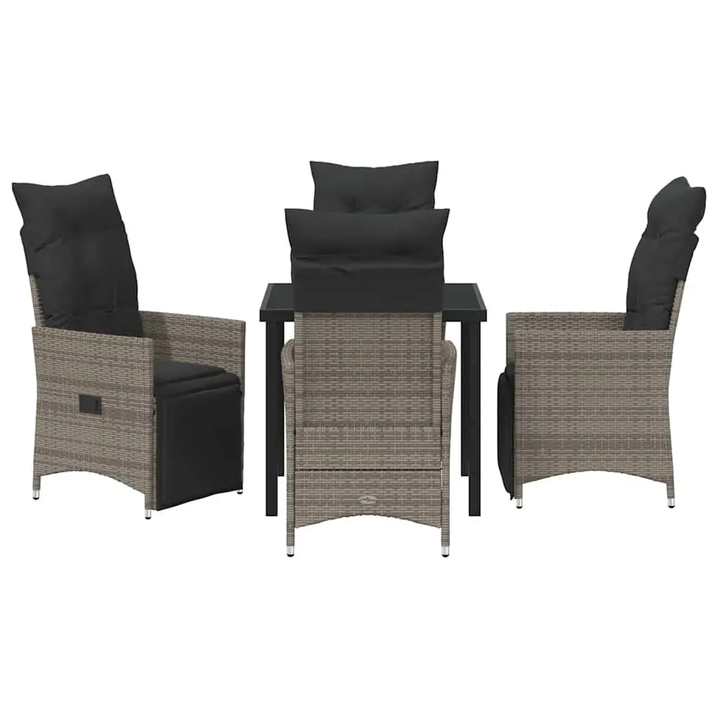 5-Piece Grey Poly Rattan Dining Set