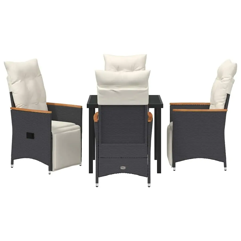 5 Piece Garden Dining Set Outdoor Use Black Poly Rattan Table Chairs